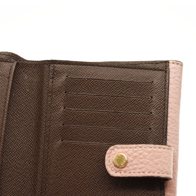 LOUIS VUITTON Damier Ebene Normandy Compact Wallet Pink