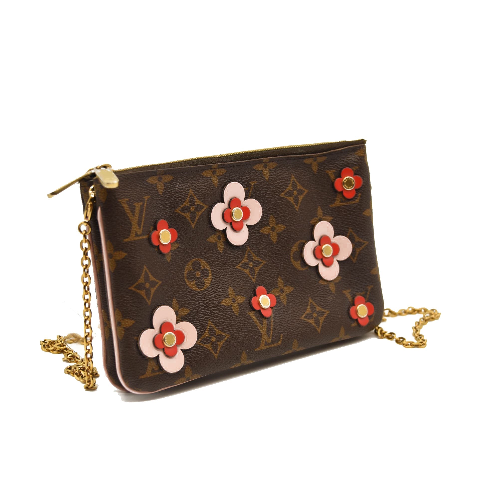 LOUIS VUITTON Monogram Blooming Flowers Double Zip Pochette