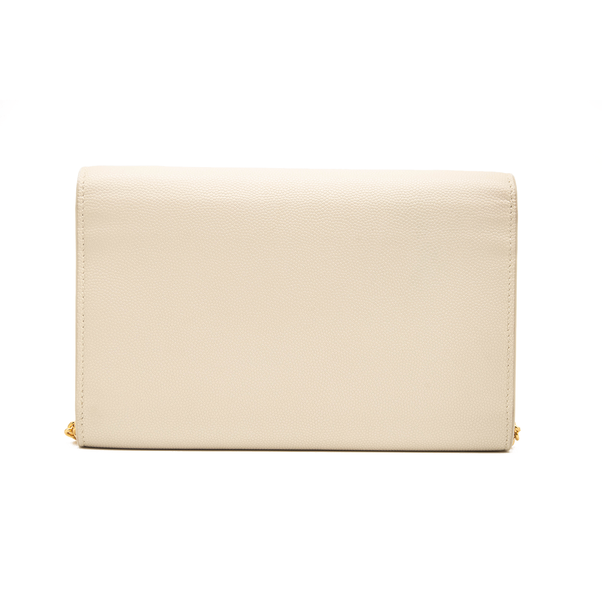 SAINT LAURENT Grain De Poudre Monogram Uptown Chain Wallet Crema Soft