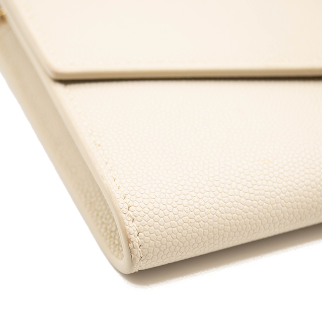 SAINT LAURENT Grain De Poudre Monogram Uptown Chain Wallet Crema Soft