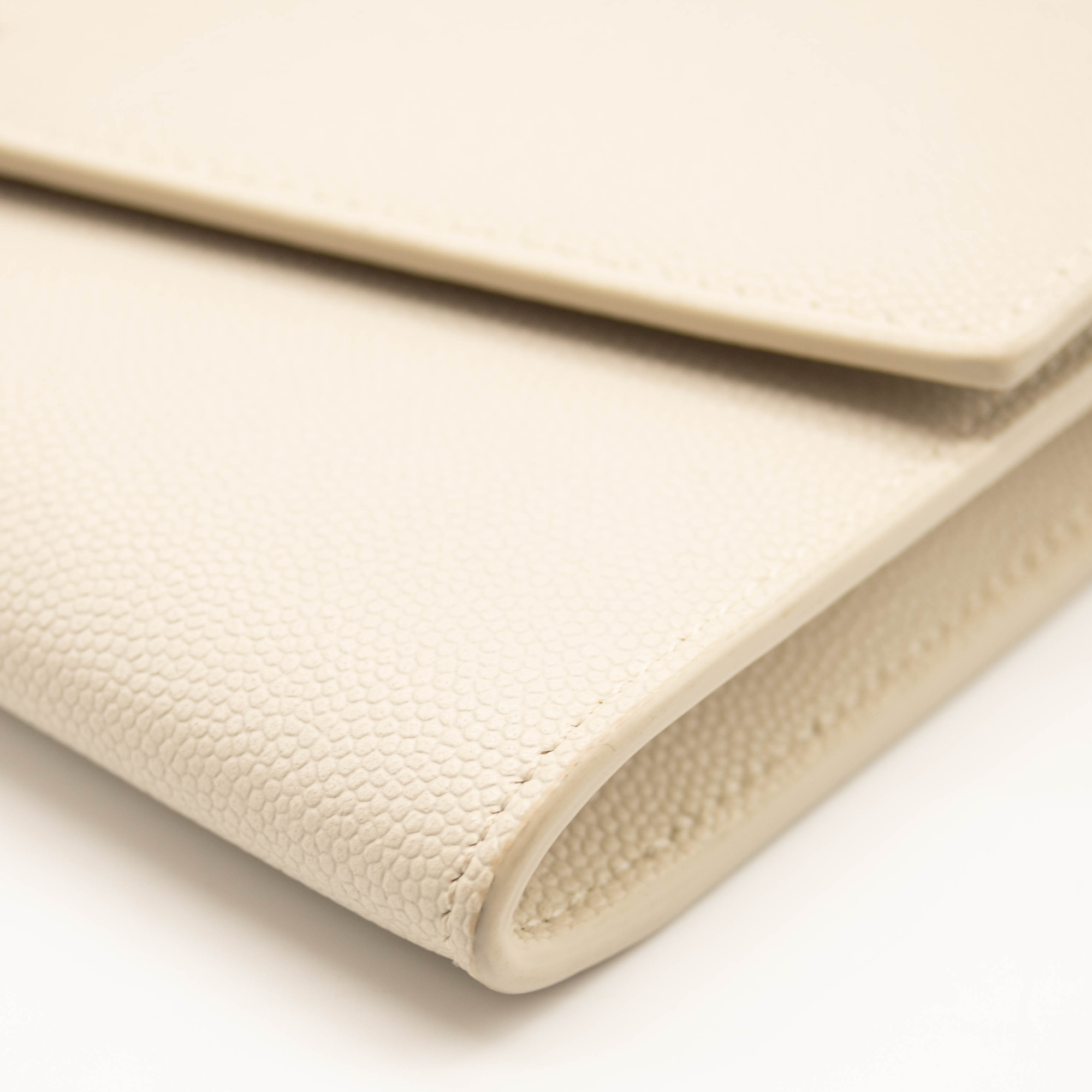 SAINT LAURENT Grain De Poudre Monogram Uptown Chain Wallet Crema Soft