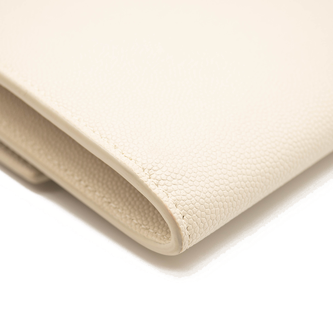 SAINT LAURENT Grain De Poudre Monogram Uptown Chain Wallet Crema Soft