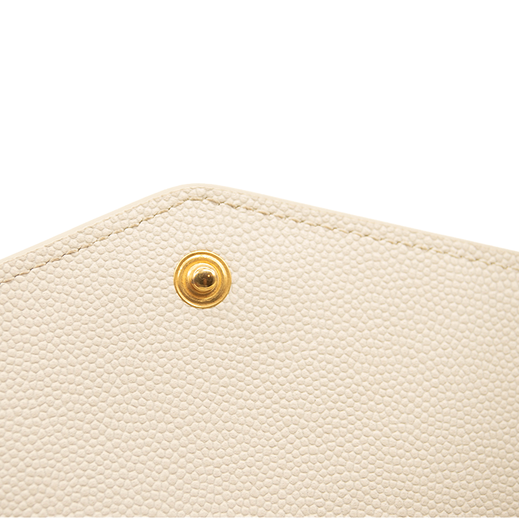 SAINT LAURENT Grain De Poudre Monogram Uptown Chain Wallet Crema Soft