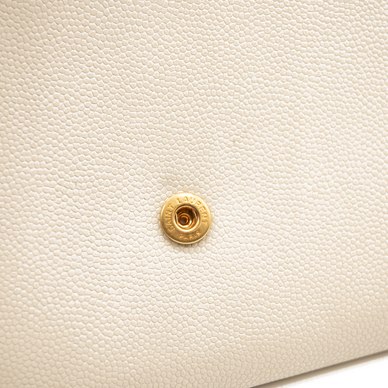 SAINT LAURENT Grain De Poudre Monogram Uptown Chain Wallet Crema Soft
