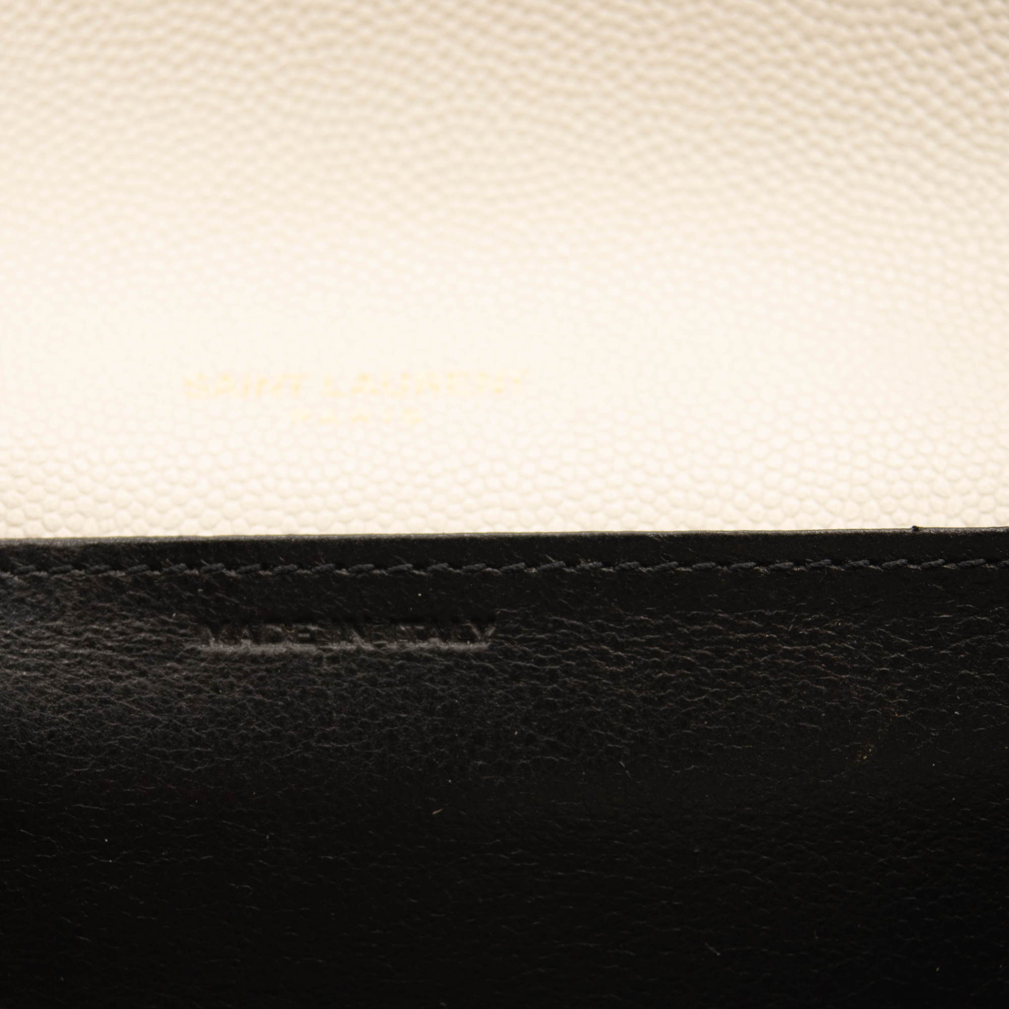 SAINT LAURENT Grain De Poudre Monogram Uptown Chain Wallet Crema Soft