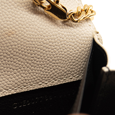 SAINT LAURENT Grain De Poudre Monogram Uptown Chain Wallet Crema Soft