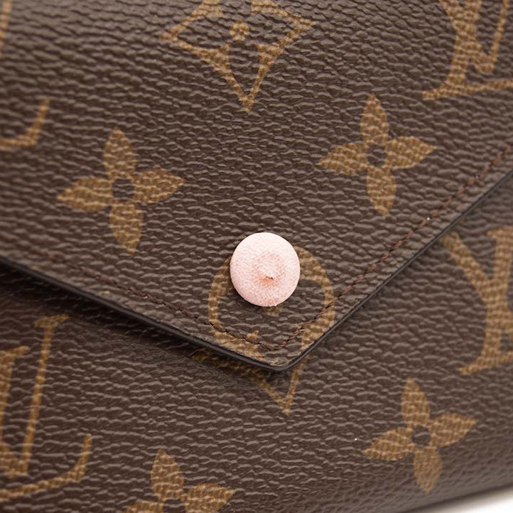 Louis Vuitton Brown Leather Pebbled Monogram Snap Button Wallets