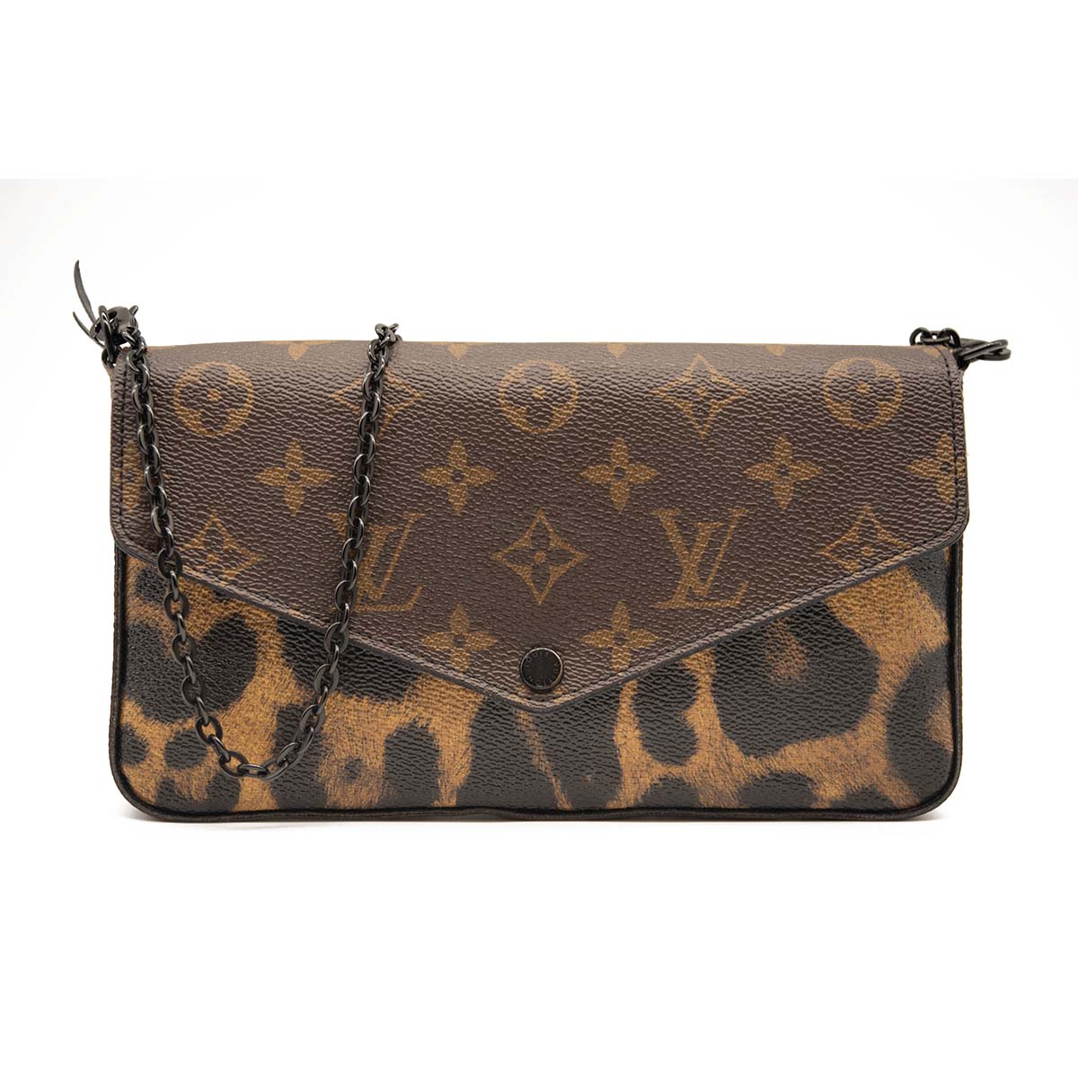 LOUIS VUITTON Monogram Animal Print Pochette Felicie Chain Wallet