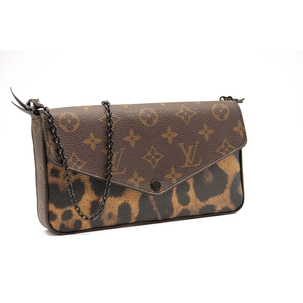 LOUIS VUITTON Monogram Animal Print Pochette Felicie Chain Wallet