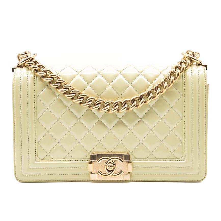 Chanel Boy Bag With Signature Strap And Quilted Logo