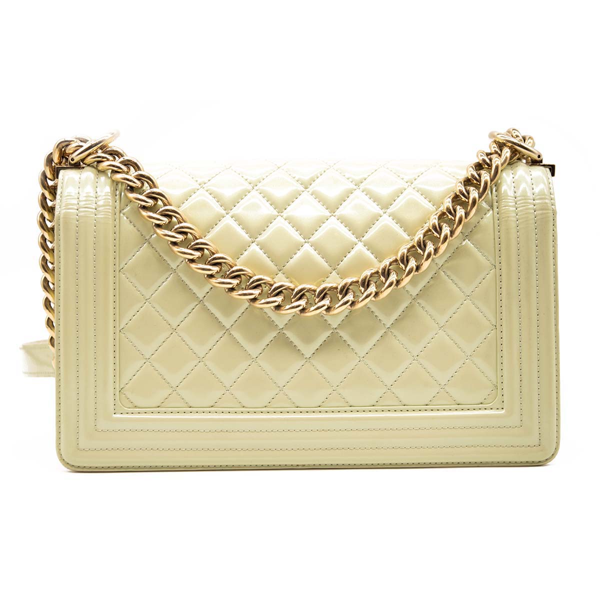 White Chanel Medium Quilted Boy Flap Bag 