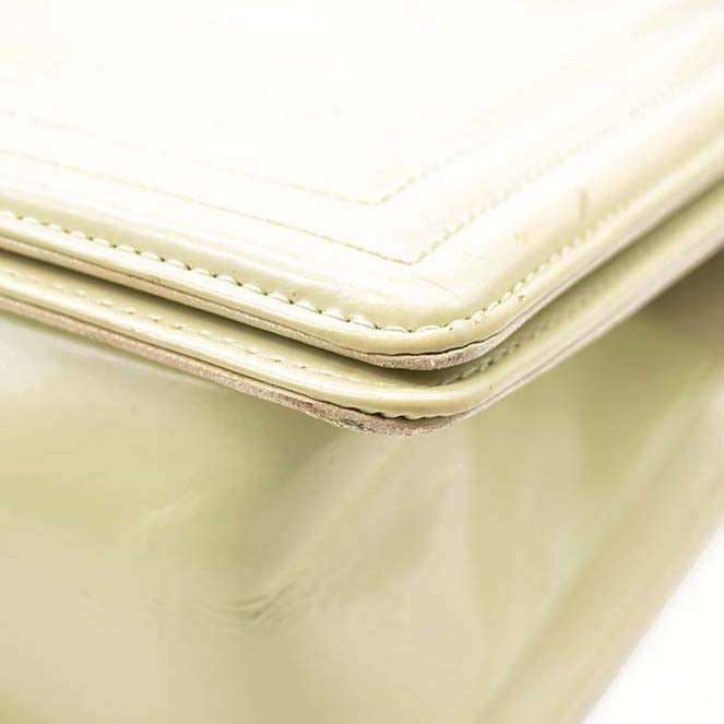 CHANEL Chanel Mint Green Quilted Patent Leather Medium Boy Flap Bag