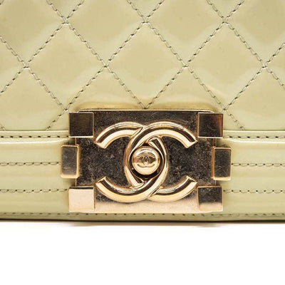 CHANEL Chanel Mint Green Quilted Patent Leather Medium Boy Flap Bag