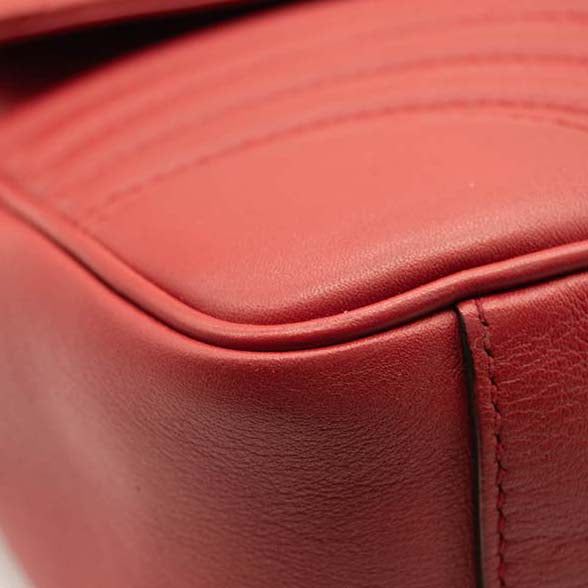GUCCI Calfskin Matelasse Medium GG Marmont Shoulder Bag Hibiscus Red