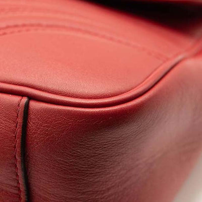 GUCCI Calfskin Matelasse Medium GG Marmont Shoulder Bag Hibiscus Red