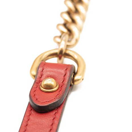 GUCCI Calfskin Matelasse Medium GG Marmont Shoulder Bag Hibiscus Red