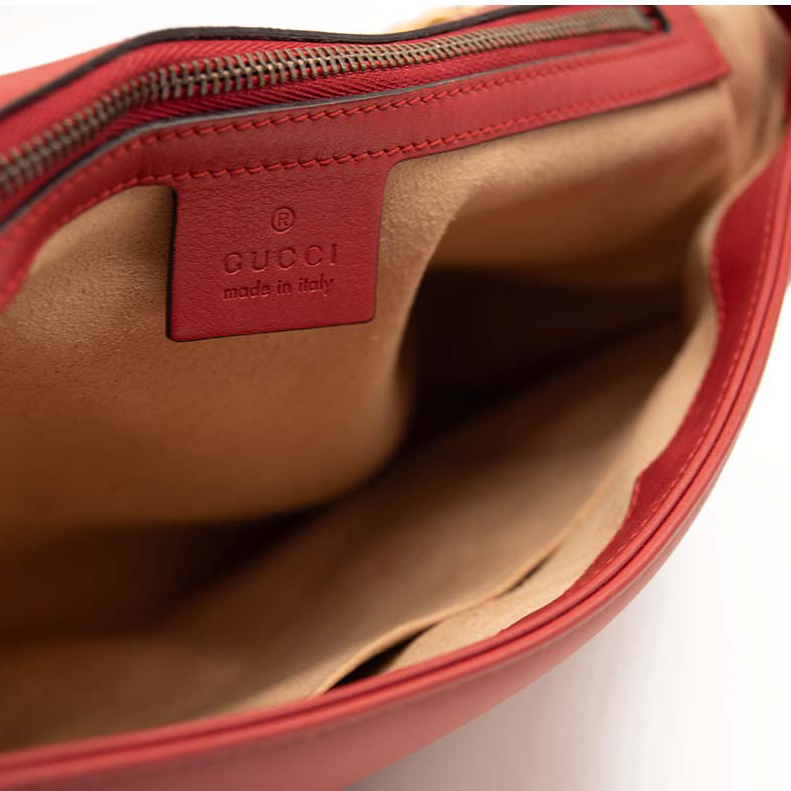 GUCCI Calfskin Matelasse Medium GG Marmont Shoulder Bag Hibiscus Red