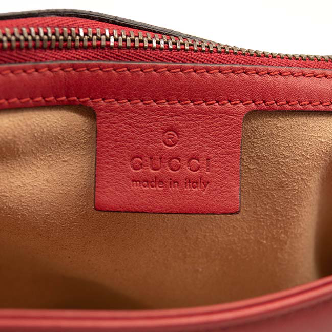 GUCCI Calfskin Matelasse Medium GG Marmont Shoulder Bag Hibiscus Red