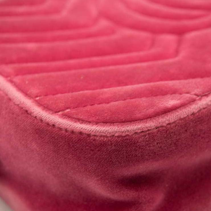 GUCCI Velvet Matelasse GG Marmont Chain Shoulder Bag Light Raspberry Rose