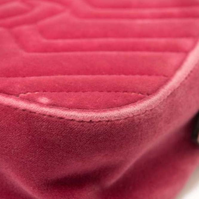 GUCCI Velvet Matelasse GG Marmont Chain Shoulder Bag Light Raspberry Rose
