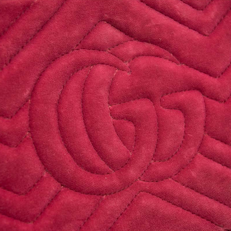 GUCCI Velvet Matelasse GG Marmont Chain Shoulder Bag Light Raspberry Rose
