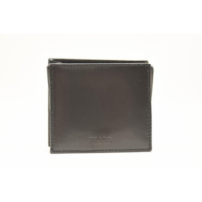 Prada Coin Purse Black Leather Square Pouch