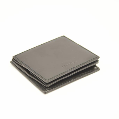 Prada Coin Purse Black Leather Square Pouch