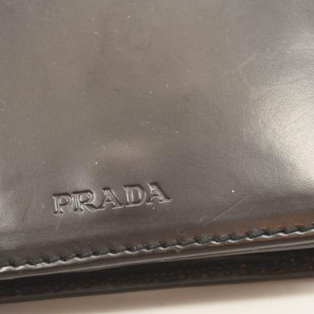 Prada Coin Purse Black Leather Square Pouch