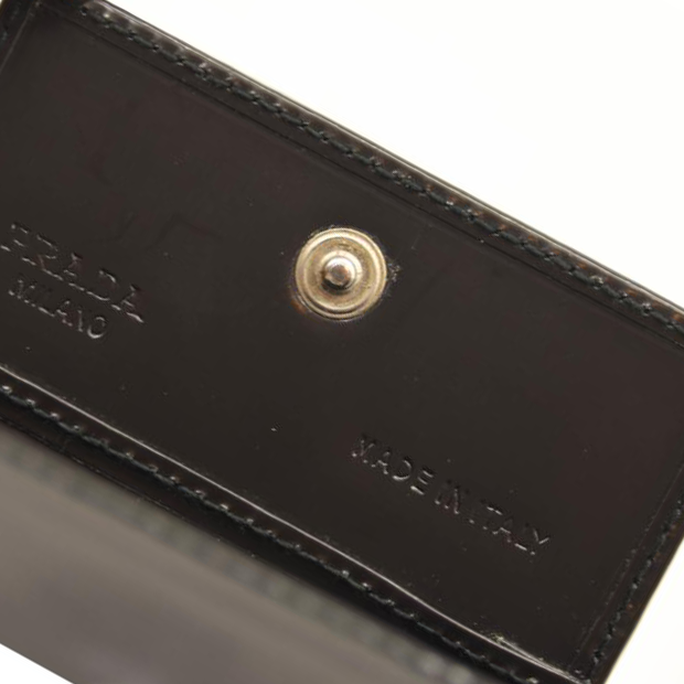 Prada Coin Purse Black Leather Square Pouch