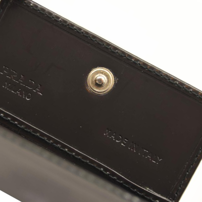 Prada Coin Purse Black Leather Square Pouch