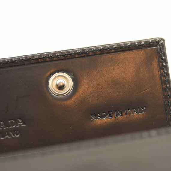 Prada Coin Purse Black Leather Square Pouch
