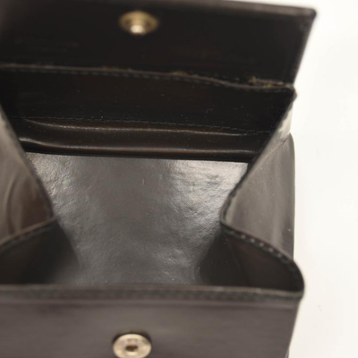 Prada Coin Purse Black Leather Square Pouch