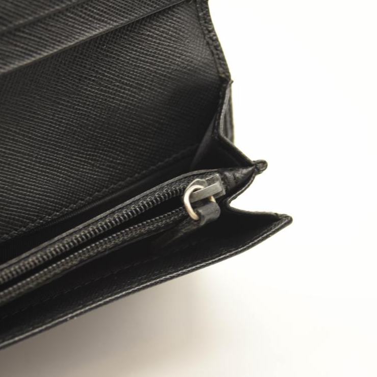 USED PRADA Saffiano Metal Continental Flap Wallet Black