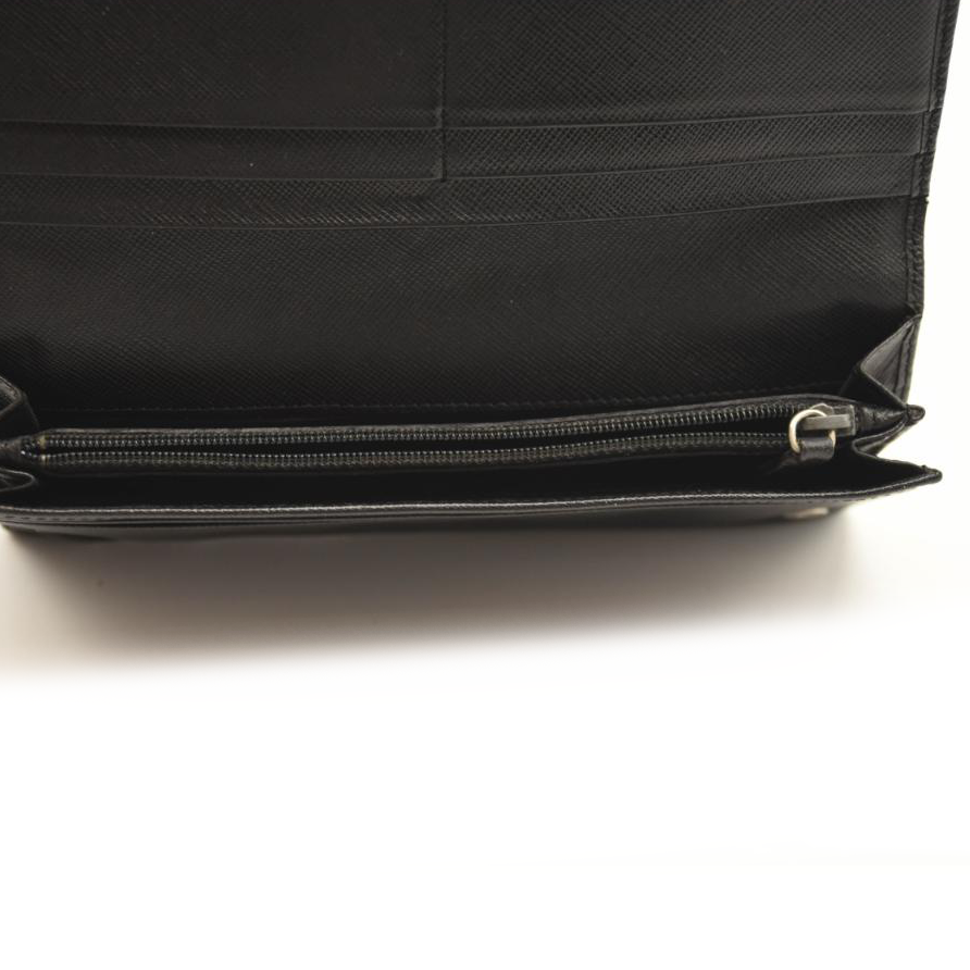 USED PRADA Saffiano Metal Continental Flap Wallet Black