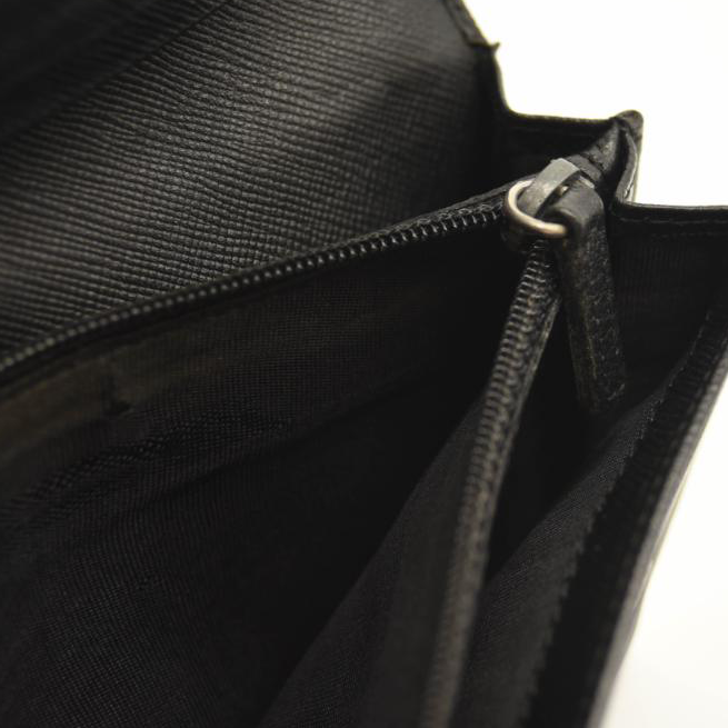 USED PRADA Saffiano Metal Continental Flap Wallet Black