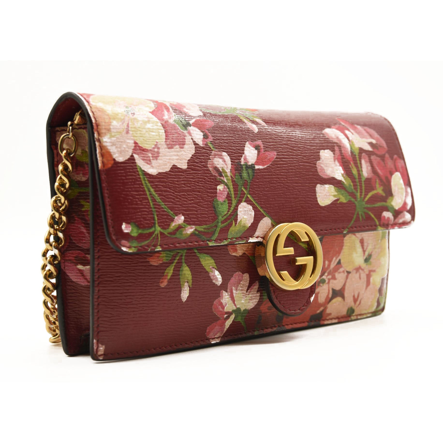 Gucci Wallet On Chain Blooms Interlocking GG Pink Red