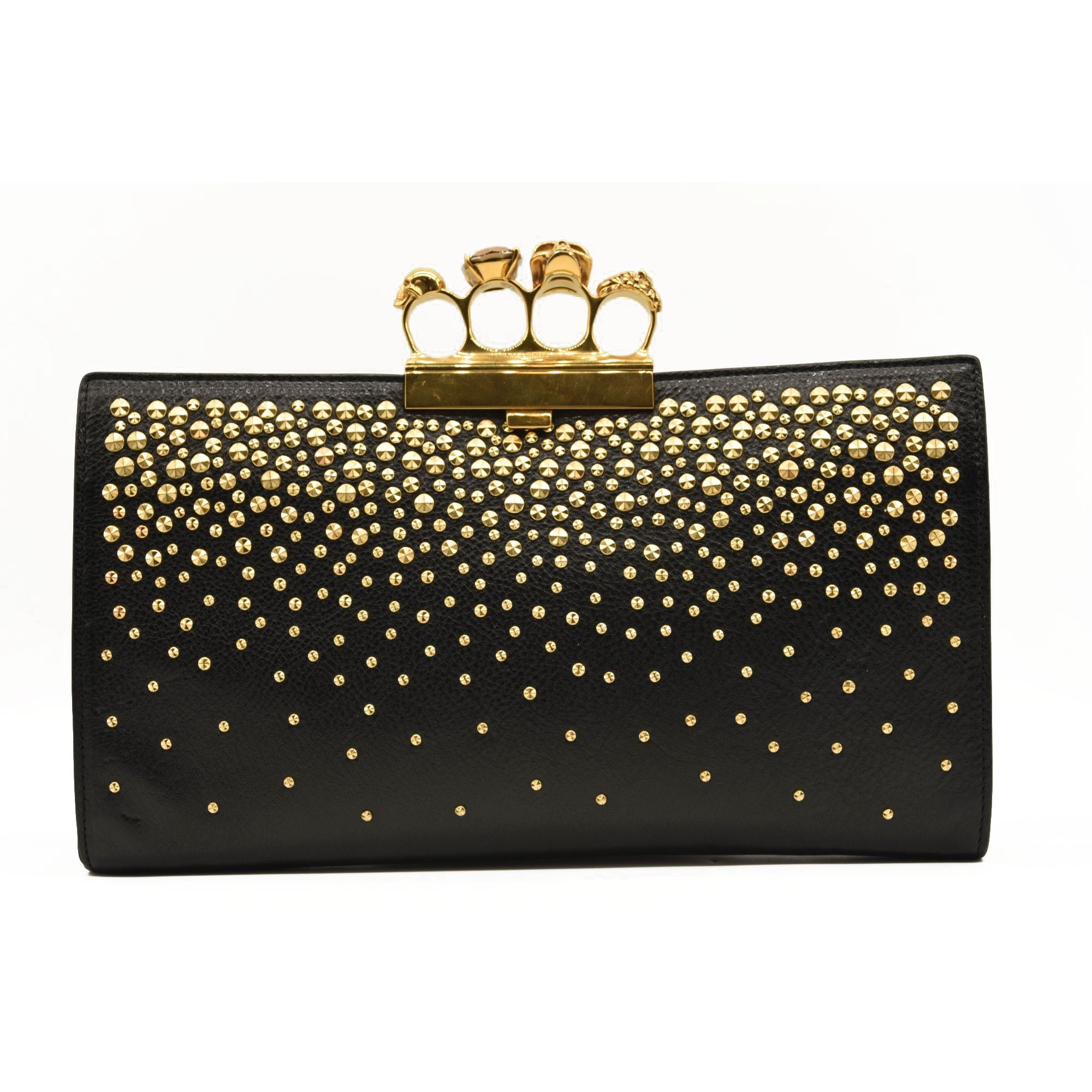 ALEXANDER MCQUEEN Skull Four-Ring Studs Flat Pouch