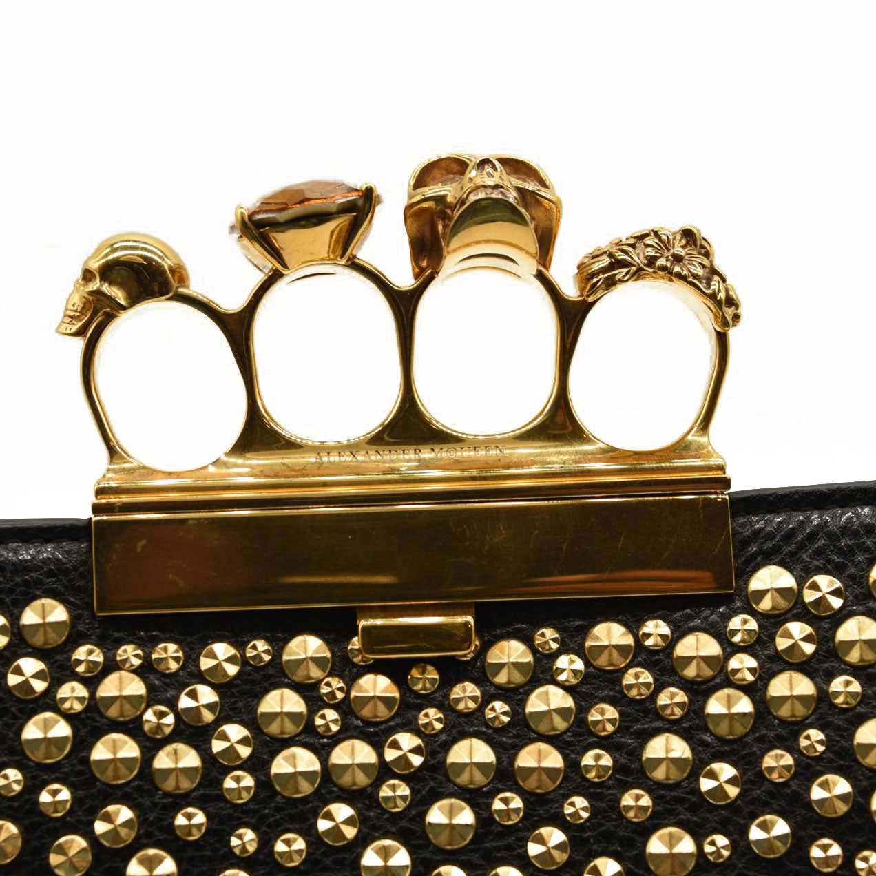 ALEXANDER MCQUEEN Skull Four-Ring Studs Flat Pouch