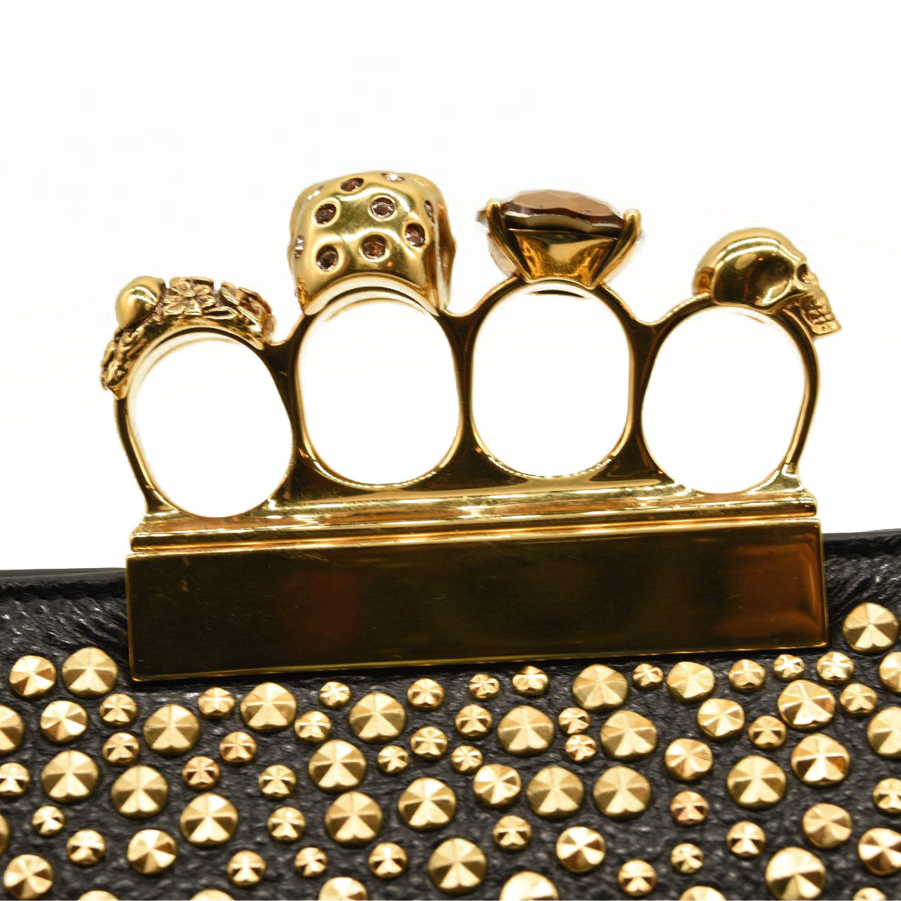 ALEXANDER MCQUEEN Skull Four-Ring Studs Flat Pouch