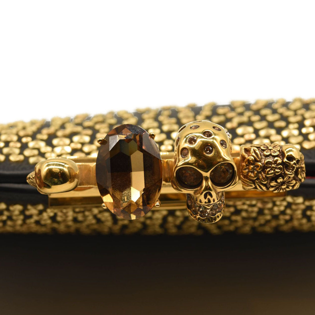 ALEXANDER MCQUEEN Skull Four-Ring Studs Flat Pouch