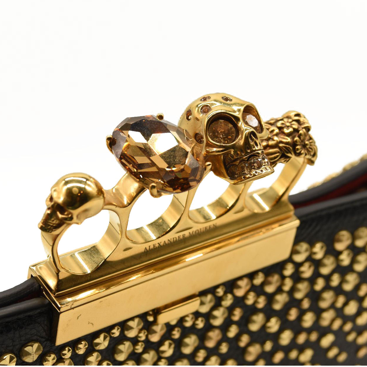 ALEXANDER MCQUEEN Skull Four-Ring Studs Flat Pouch