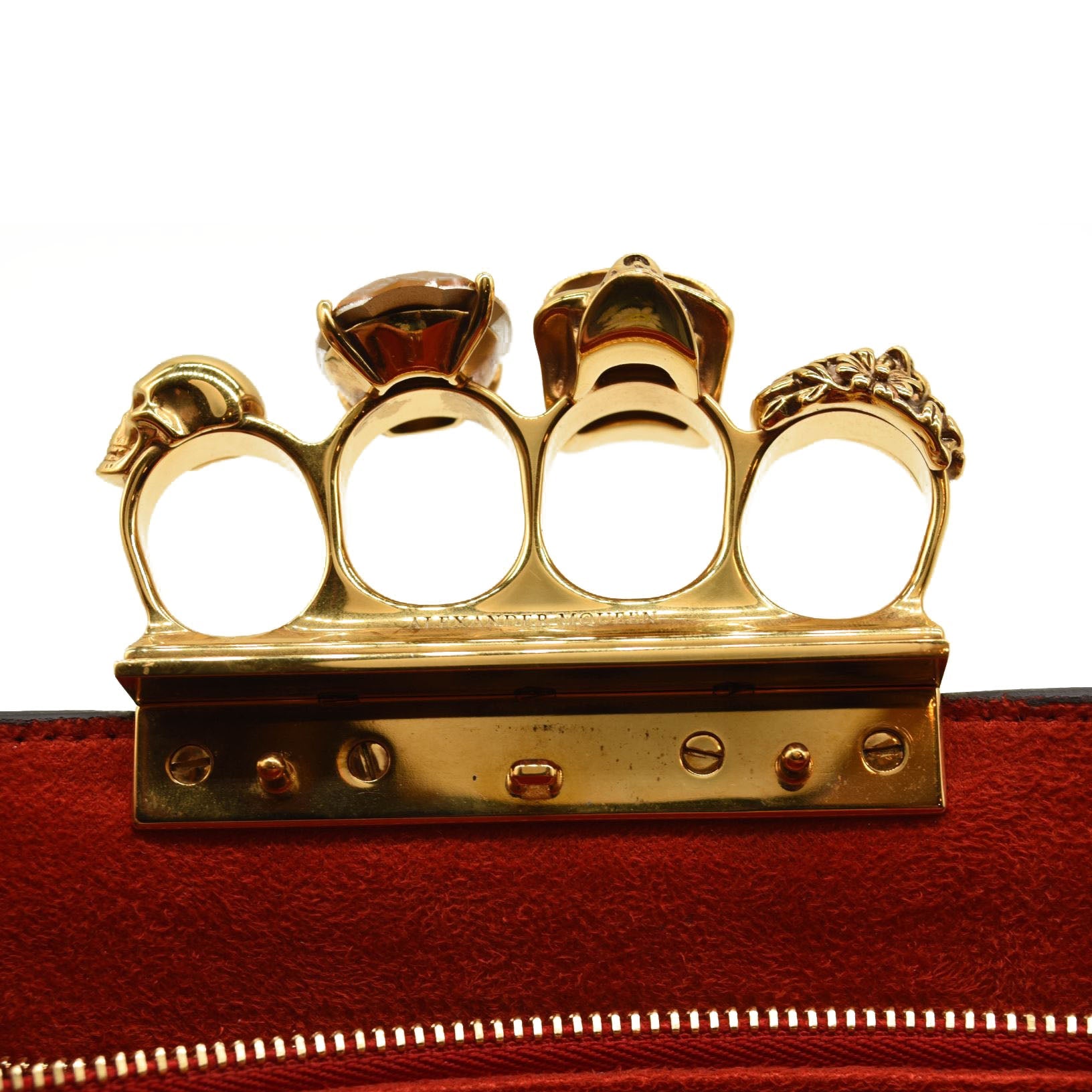ALEXANDER MCQUEEN Skull Four-Ring Studs Flat Pouch