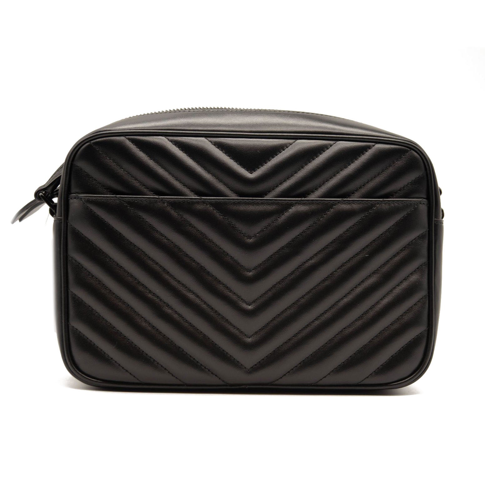 NEW SAINT LAURENT Calfskin Matelasse Monogram Monochrome Lou Camera Bag Black