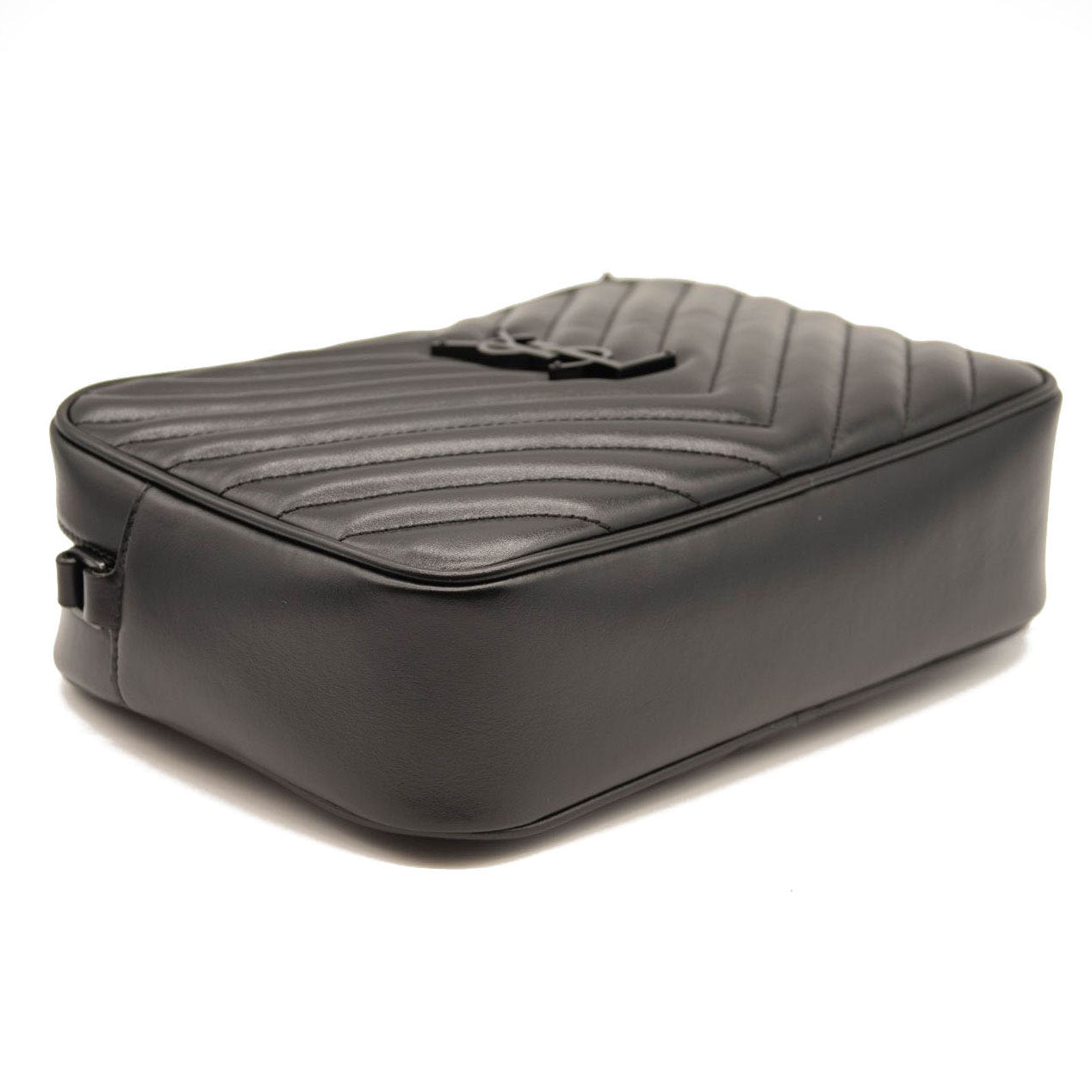 NEW SAINT LAURENT Calfskin Matelasse Monogram Monochrome Lou Camera Bag Black