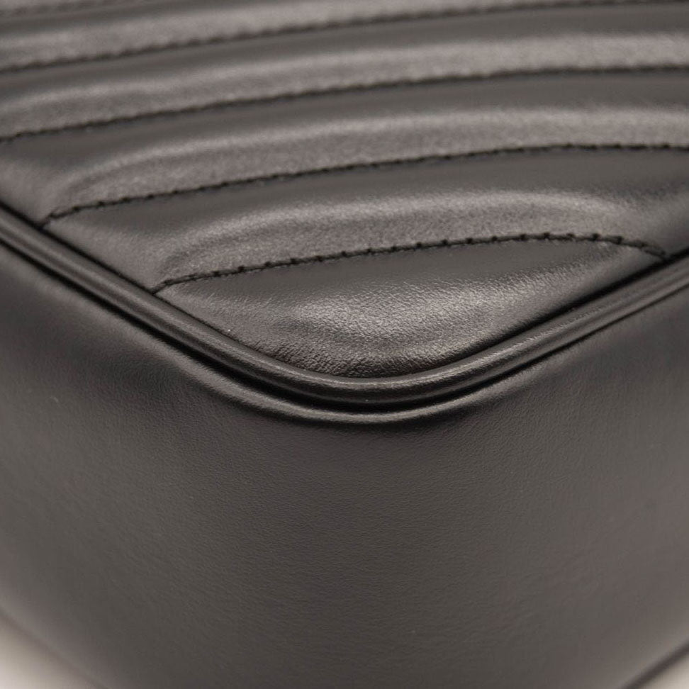 NEW SAINT LAURENT Calfskin Matelasse Monogram Monochrome Lou Camera Bag Black