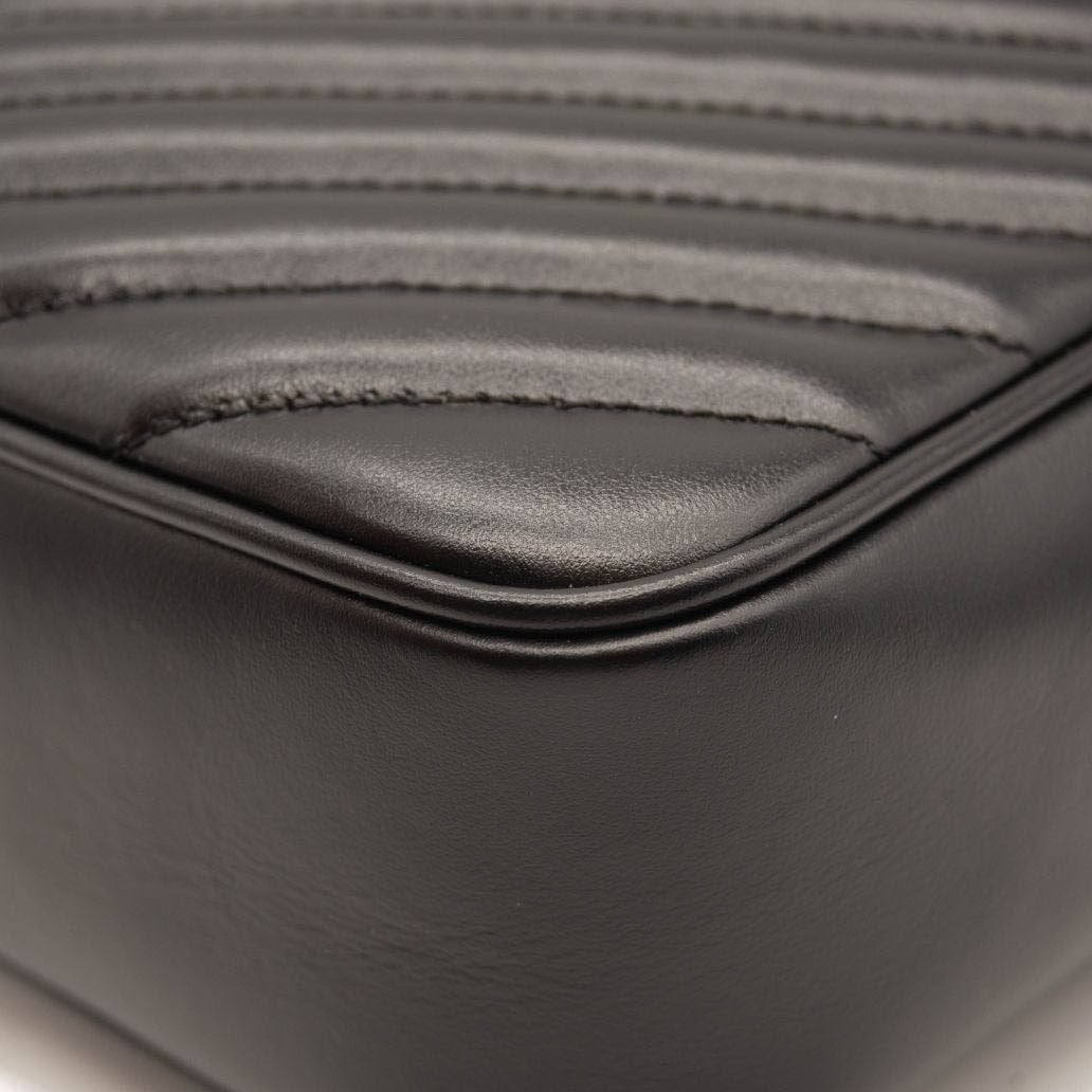 NEW SAINT LAURENT Calfskin Matelasse Monogram Monochrome Lou Camera Bag Black