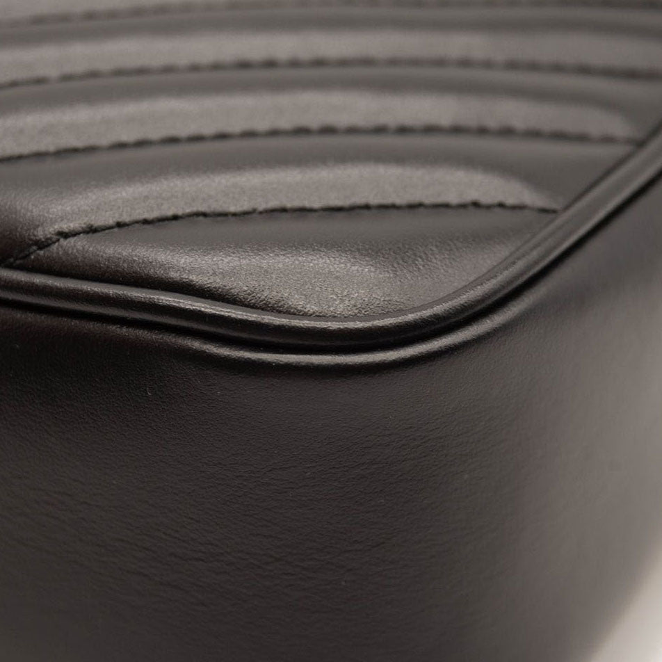 NEW SAINT LAURENT Calfskin Matelasse Monogram Monochrome Lou Camera Bag Black