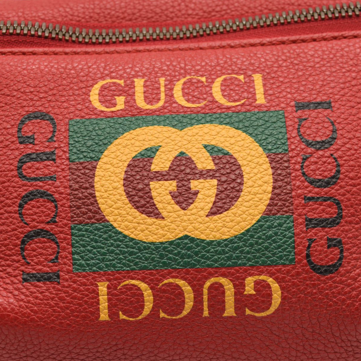 Gucci Grained Calfskin Small Logo Belt Bag Hibiscus Red