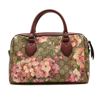 Gucci GG Supreme Monogram Blooms Small Boston Beige Multicolor Dry Rose