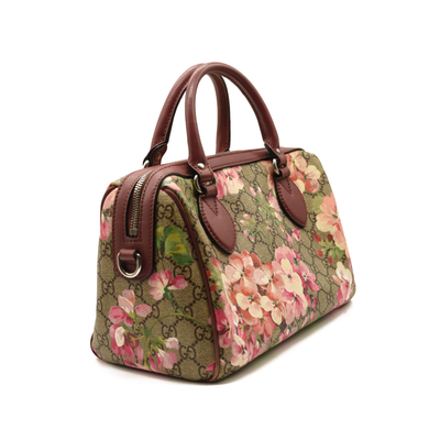 Gucci GG Supreme Monogram Blooms Small Boston Beige Multicolor Dry Rose